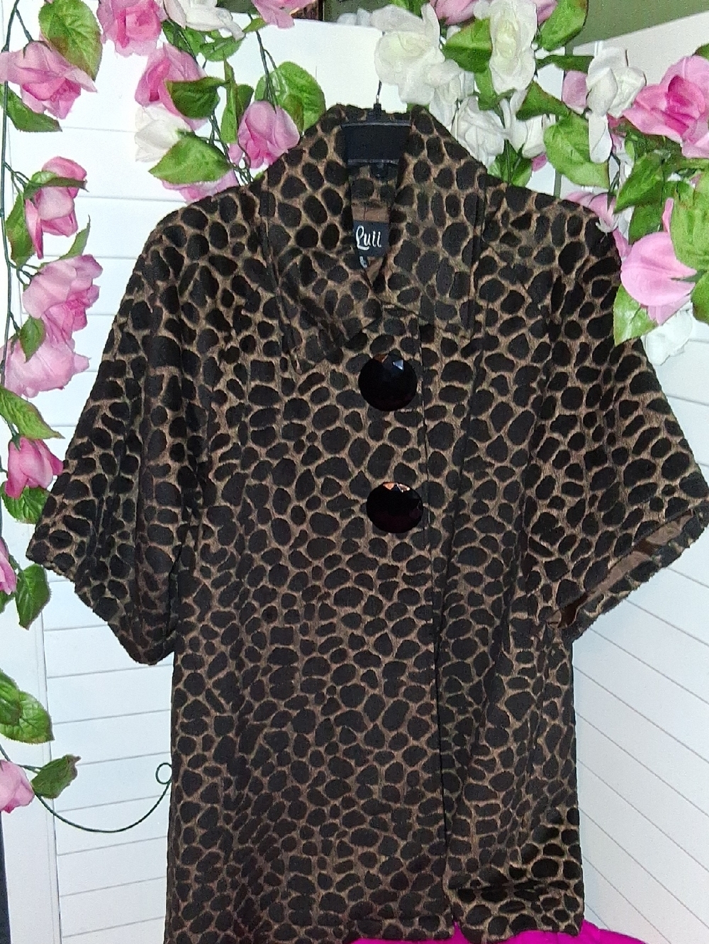 Luii Leopard Print Coatigan in Brown and Black
